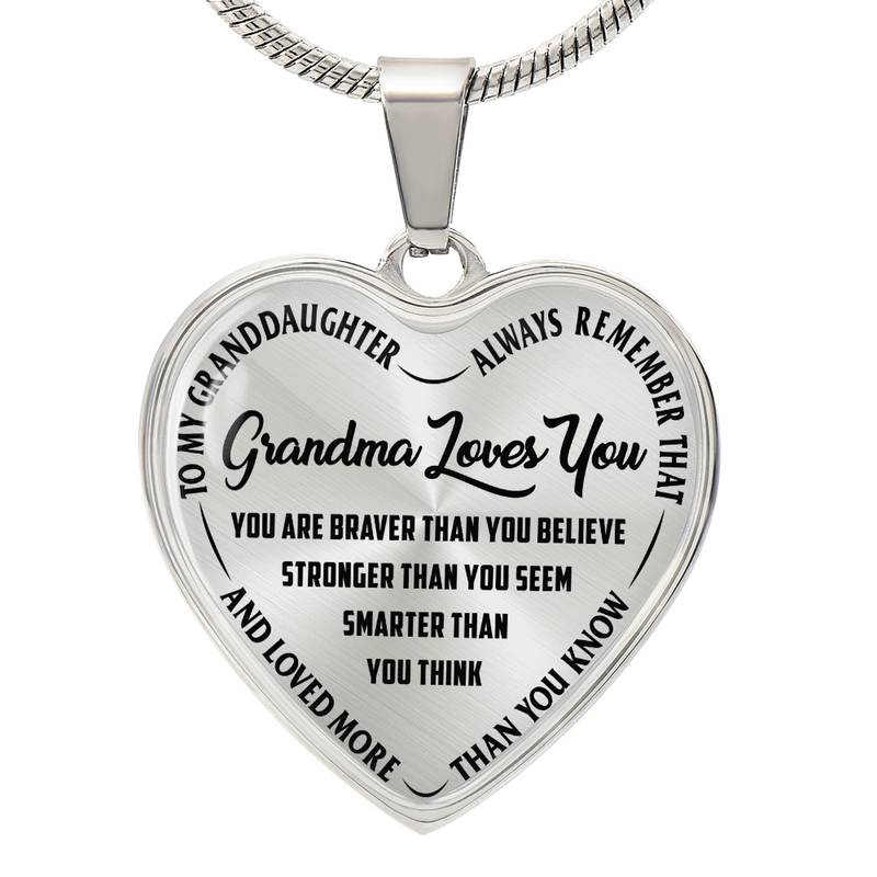 Grandma Loves You Heart Necklace – Gift for Grandma from Grandkids