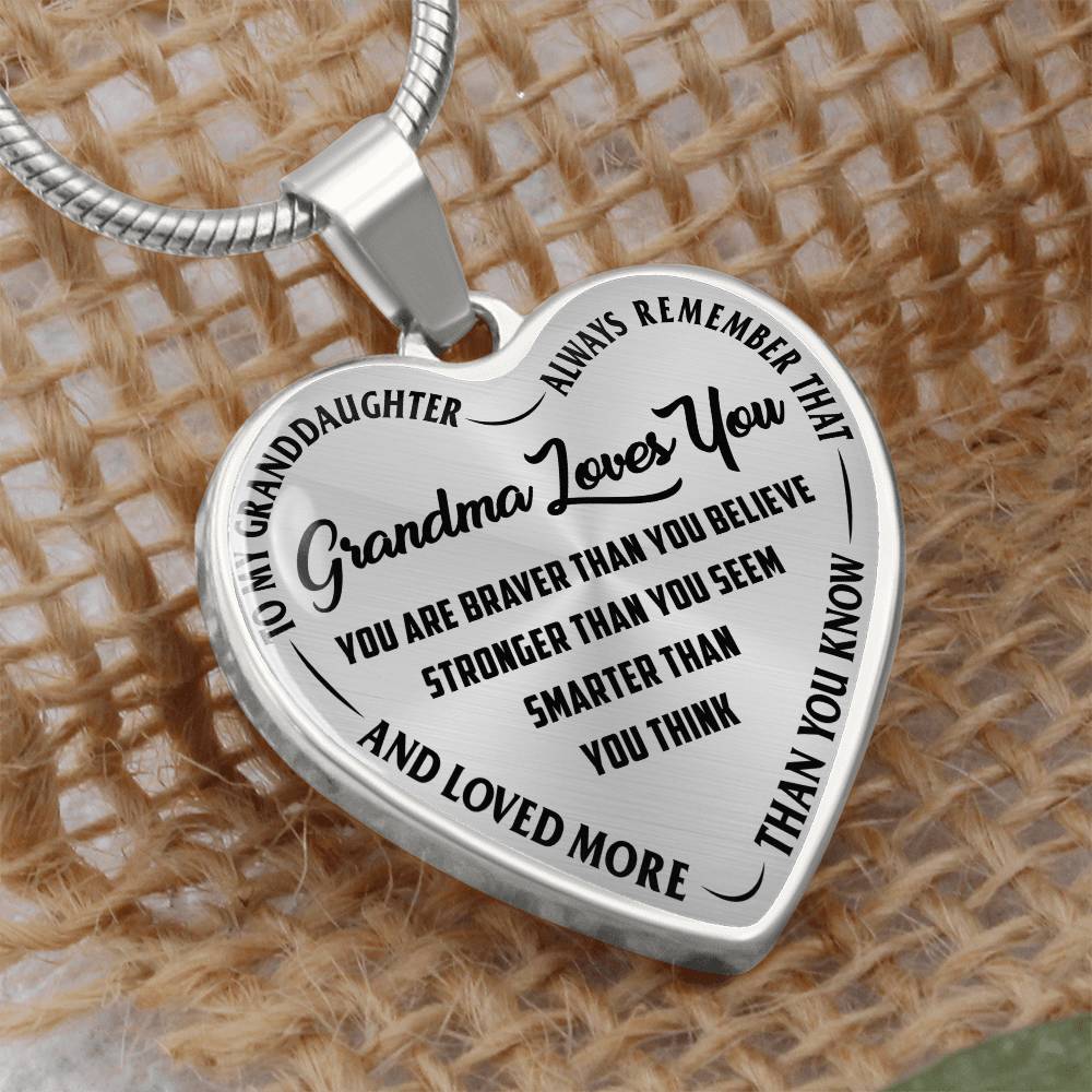 Grandma Loves You Heart Necklace – Gift for Grandma from Grandkids