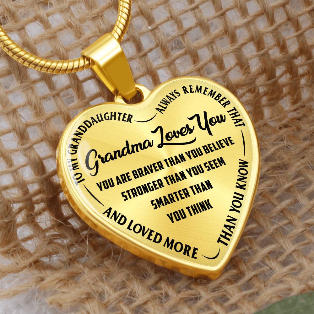 Grandma Loves You Heart Necklace – Gift for Grandma from Grandkids