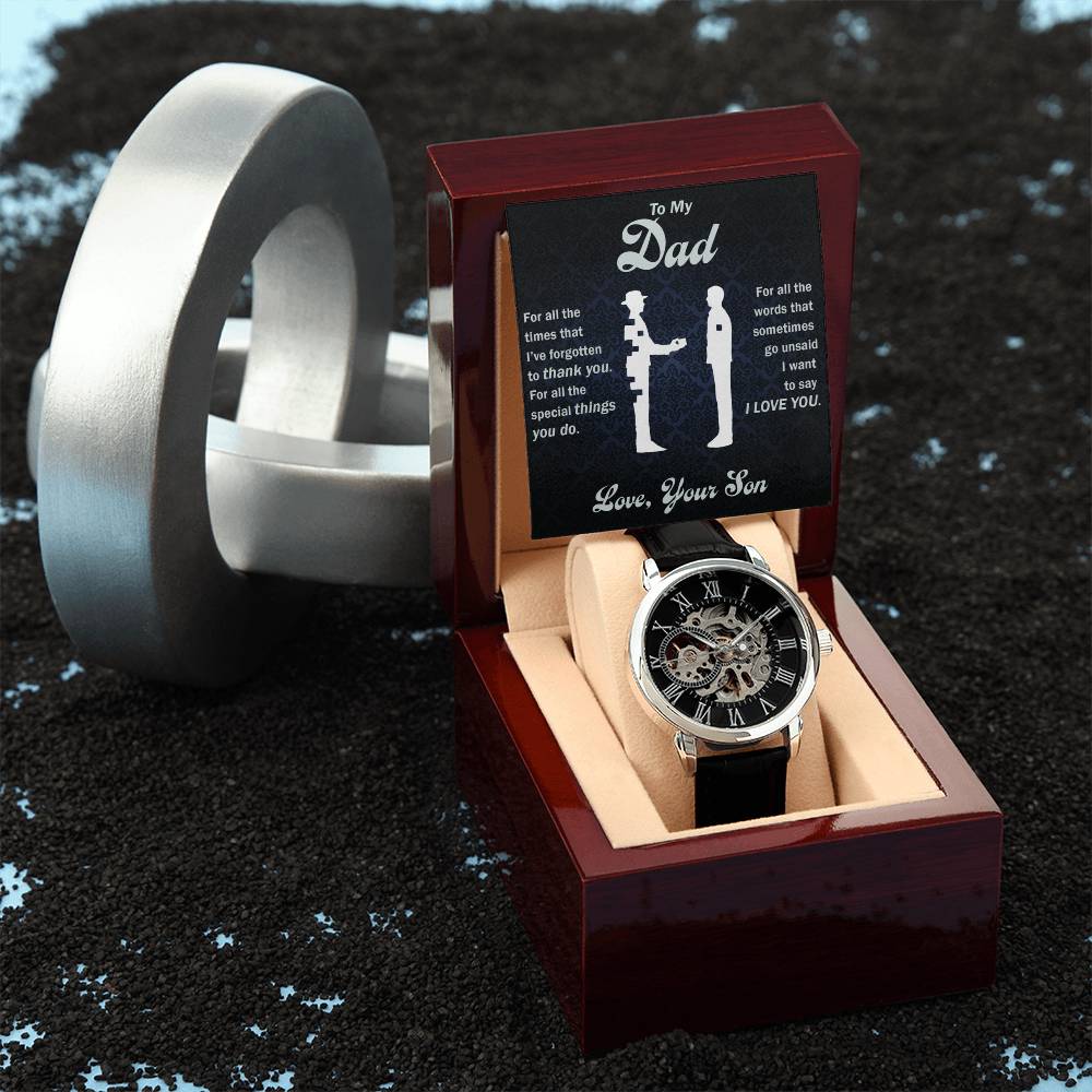 Faith Gift for Him – Scripture Openwork Watch for Men