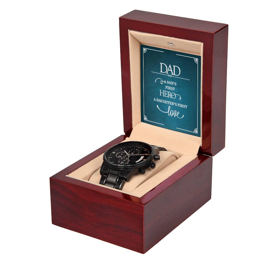 Gift for Dad – A Son's First Hero Black Chronograph Watch