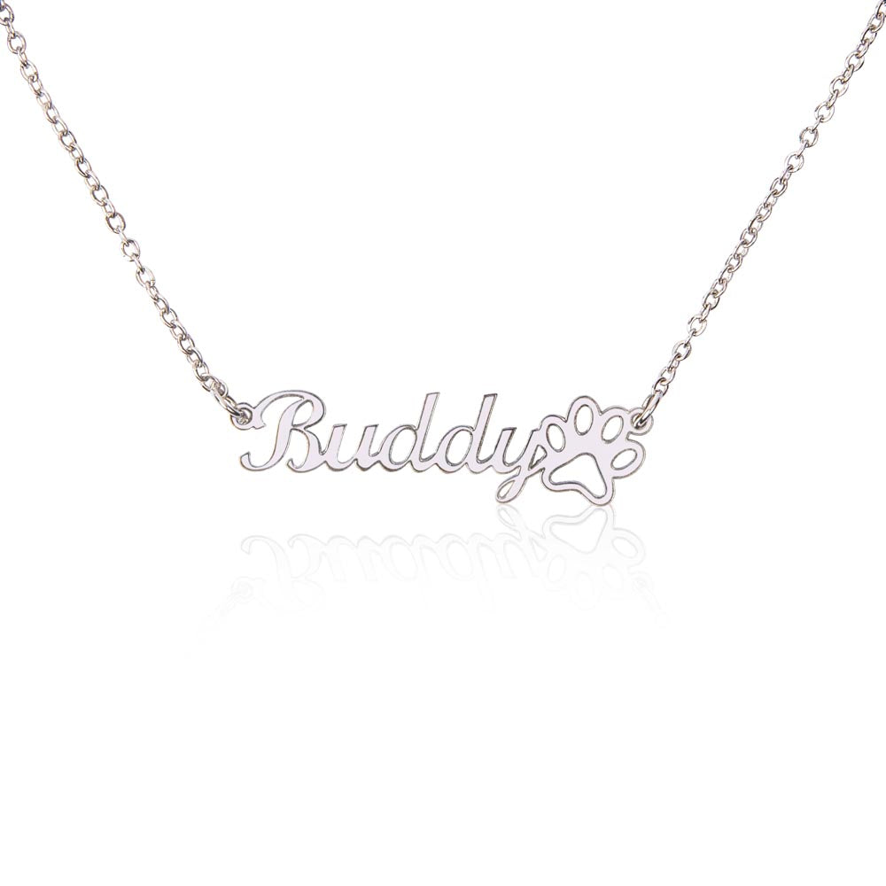 Personalized Paw Print Name Necklace – Pet Lover Gift for Her