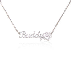 Personalized Paw Print Name Necklace – Pet Lover Gift for Her