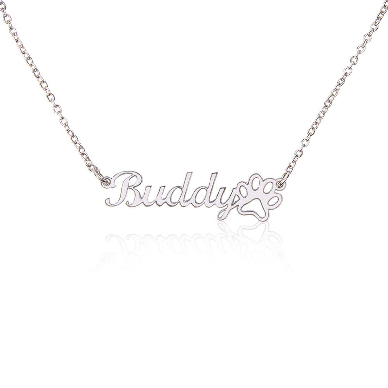 Personalized Paw Print Name Necklace – Pet Lover Gift for Her