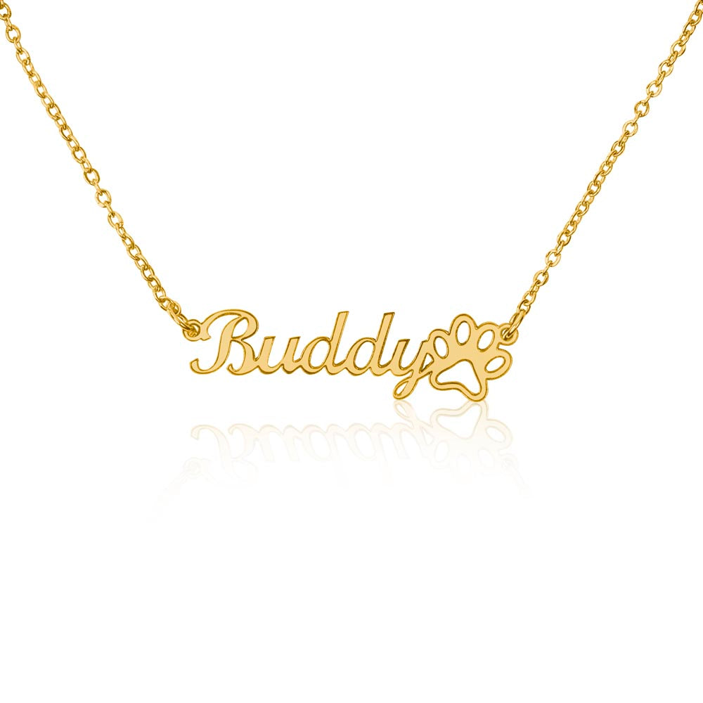 Personalized Paw Print Name Necklace – Pet Lover Gift for Her