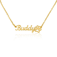 Personalized Paw Print Name Necklace – Pet Lover Gift for Her