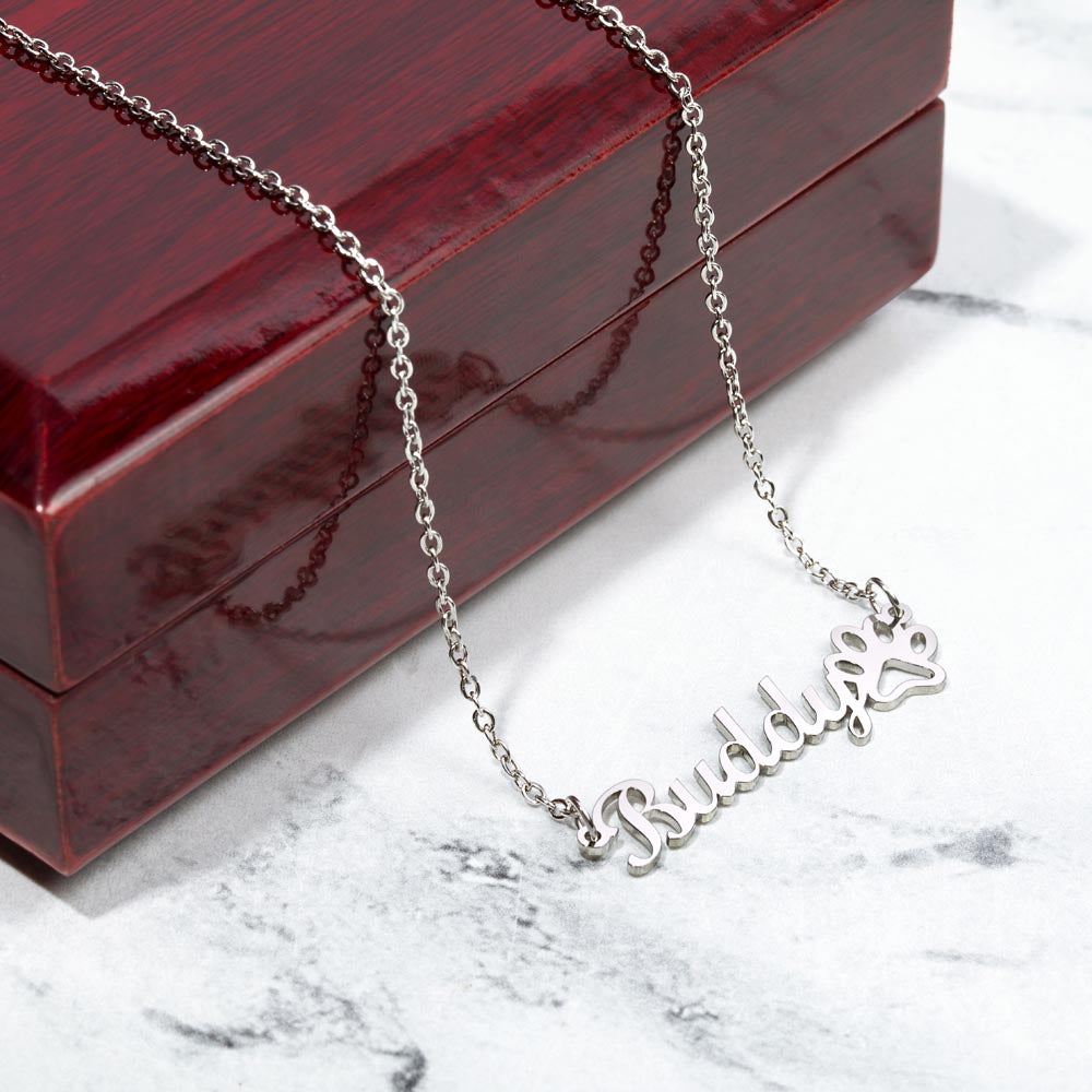 Personalized Paw Print Name Necklace – Pet Lover Gift for Her
