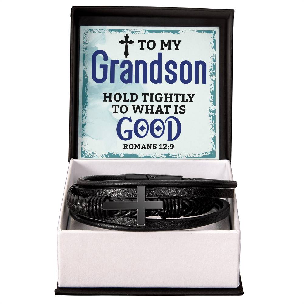 Christian Cross Leather Bracelet – Faith Gift for Men
