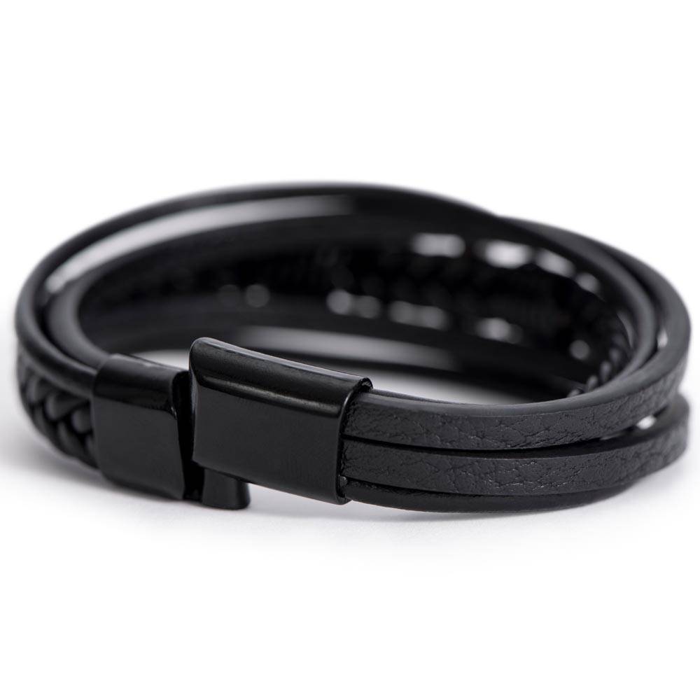Christian Cross Leather Bracelet – Faith Gift for Men