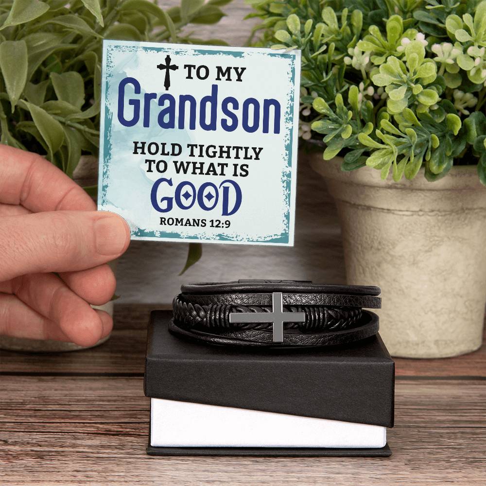 Christian Cross Leather Bracelet – Faith Gift for Men