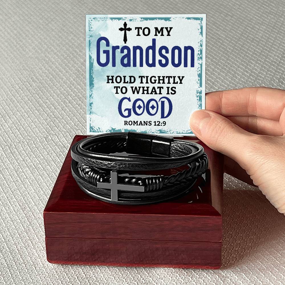 Christian Cross Leather Bracelet – Faith Gift for Men