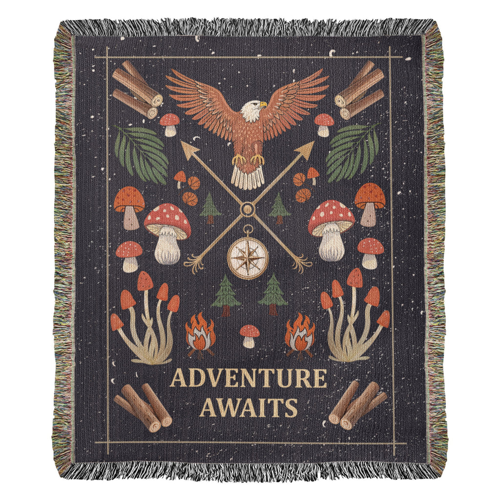 Adventure Awaits Woven Blanket – Inspirational Gift for Him