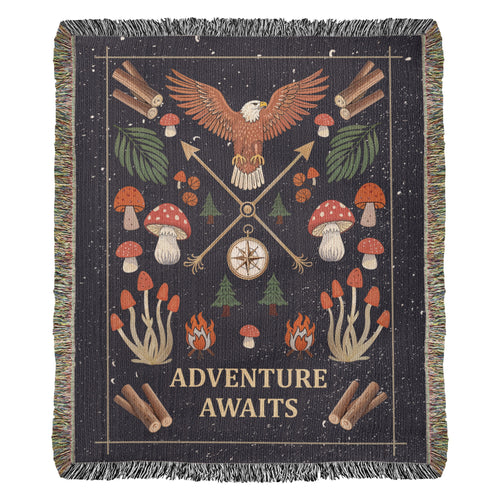 Adventure Awaits Woven Blanket – Inspirational Gift for Him