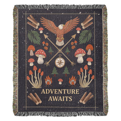 Adventure Awaits Woven Blanket – Inspirational Gift for Him