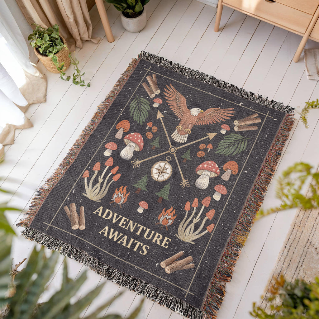Adventure Awaits Woven Blanket – Inspirational Gift for Him