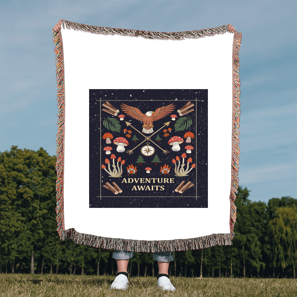 Adventure Awaits Woven Blanket – Inspirational Gift for Him