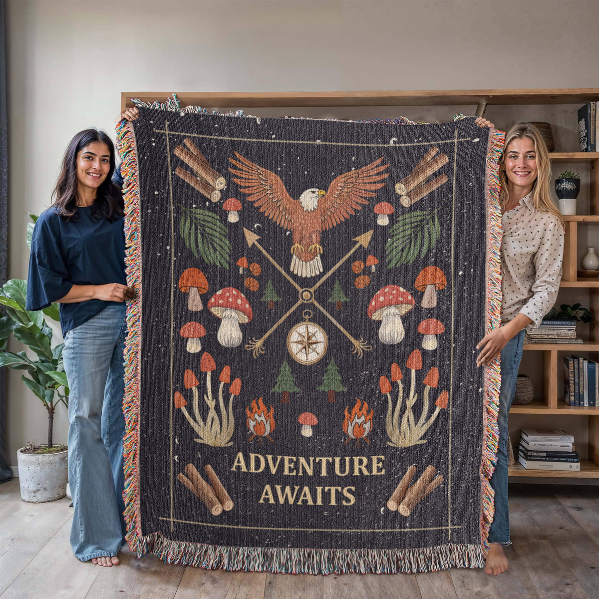 Adventure Awaits Woven Blanket – Inspirational Gift for Him