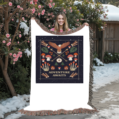 Adventure Awaits Woven Blanket – Inspirational Gift for Him