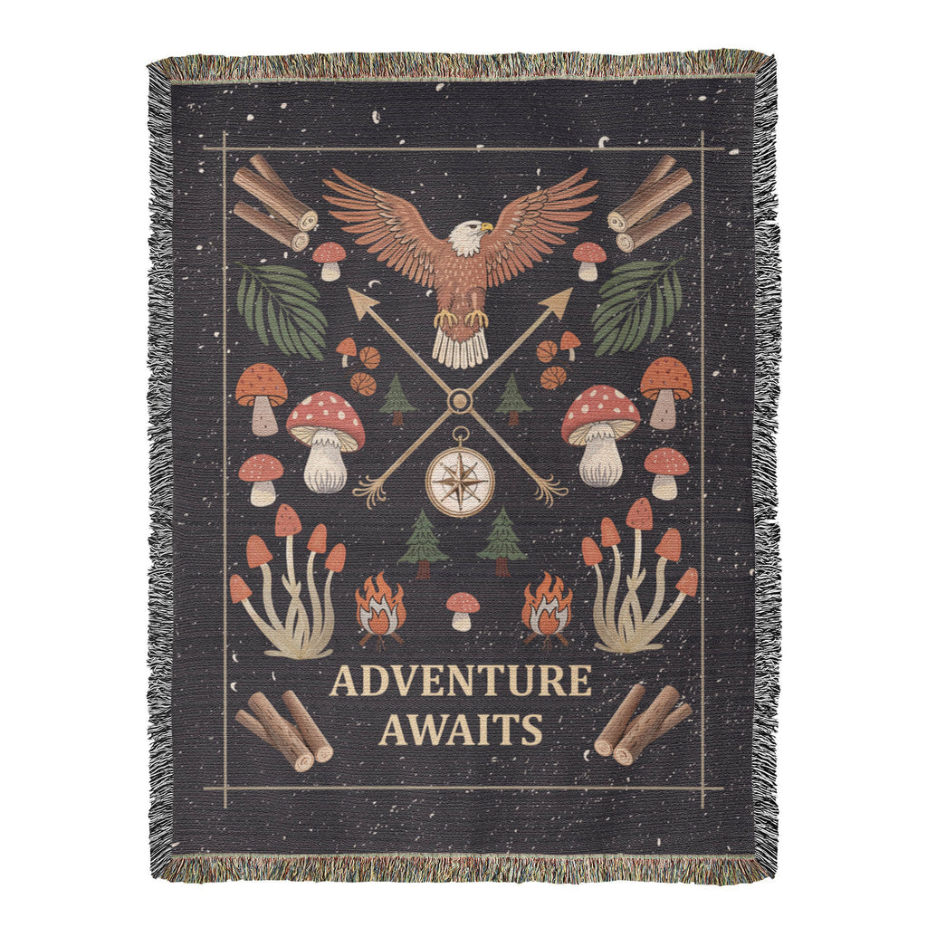 Adventure Awaits Woven Blanket – Inspirational Gift for Him